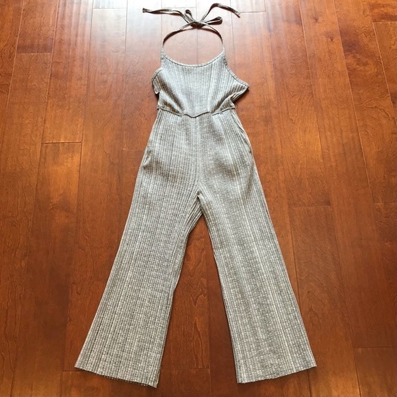 Urban Outfitters Holly Ribbed Halter Jumpsuit, Gray, Size XS - Picture 2 of 16